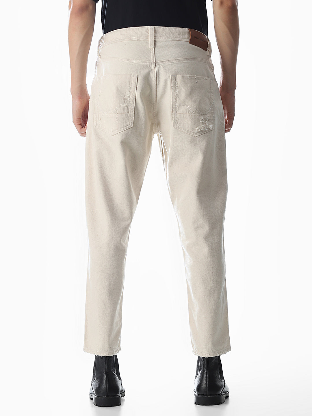 Ecru Distressed Frank Anti Fit Jeans