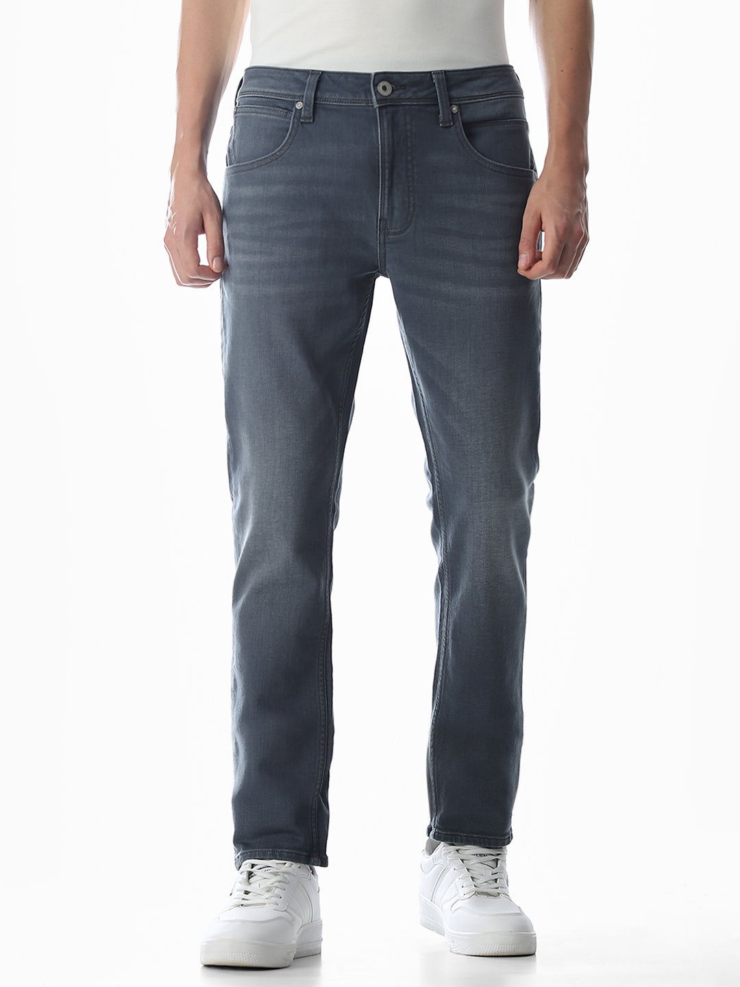 Grey Low Rise Knitted Ben Skinny Jeans