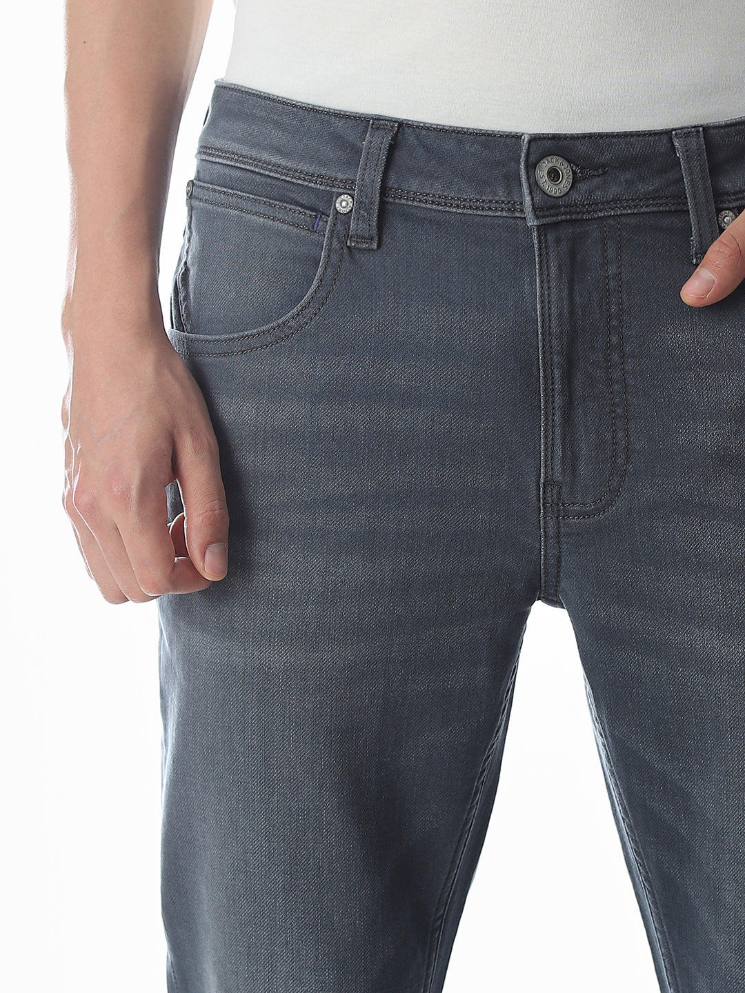 Grey Low Rise Knitted Ben Skinny Jeans