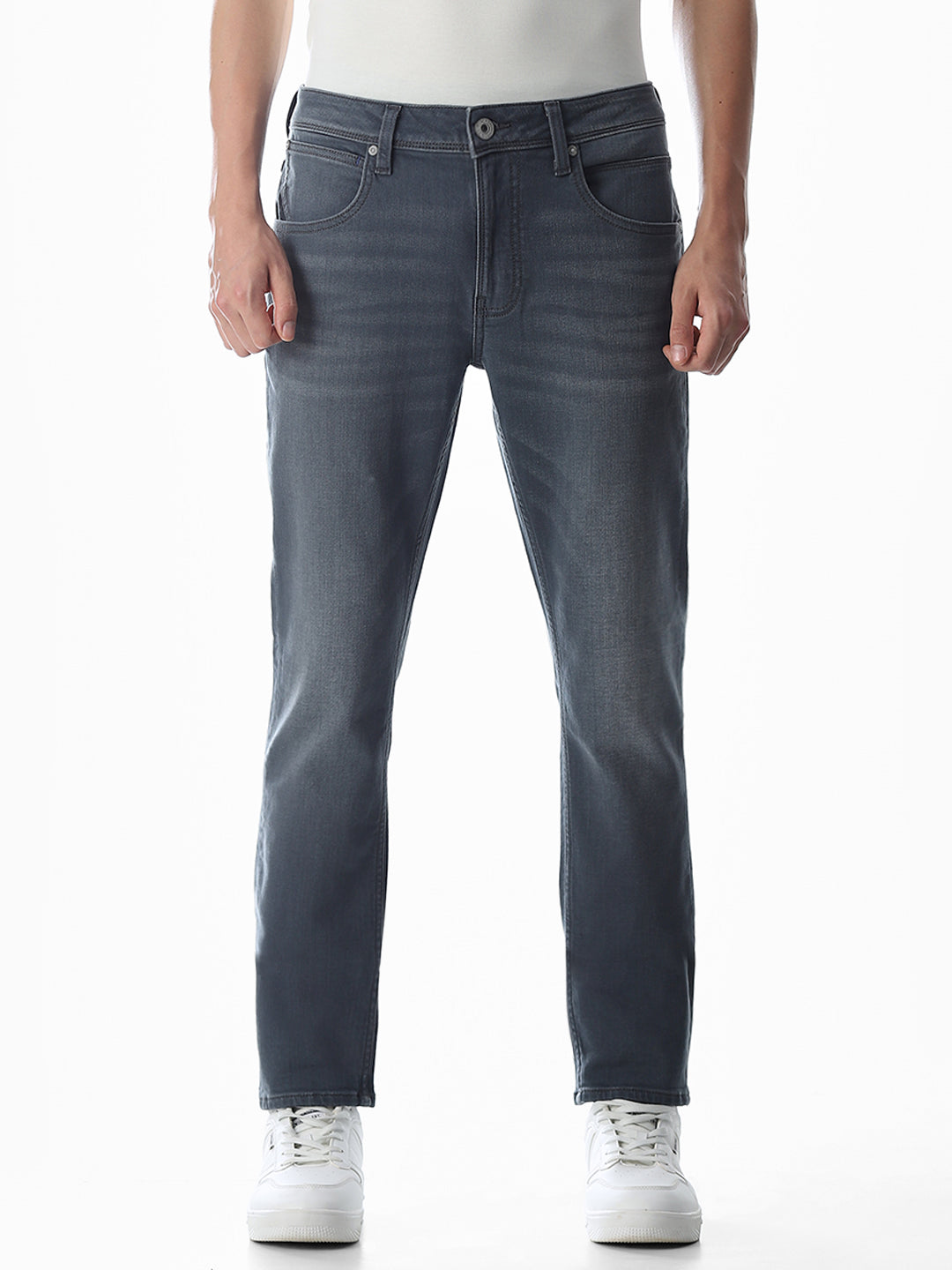 Grey Low Rise Knitted Ben Skinny Jeans