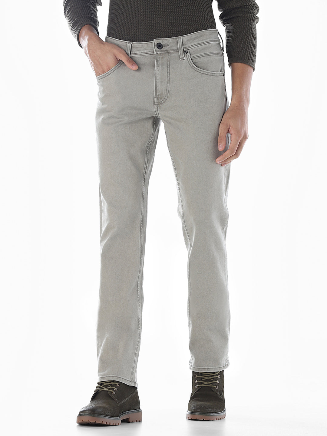 Light Grey Clark Regular Fit Jeans