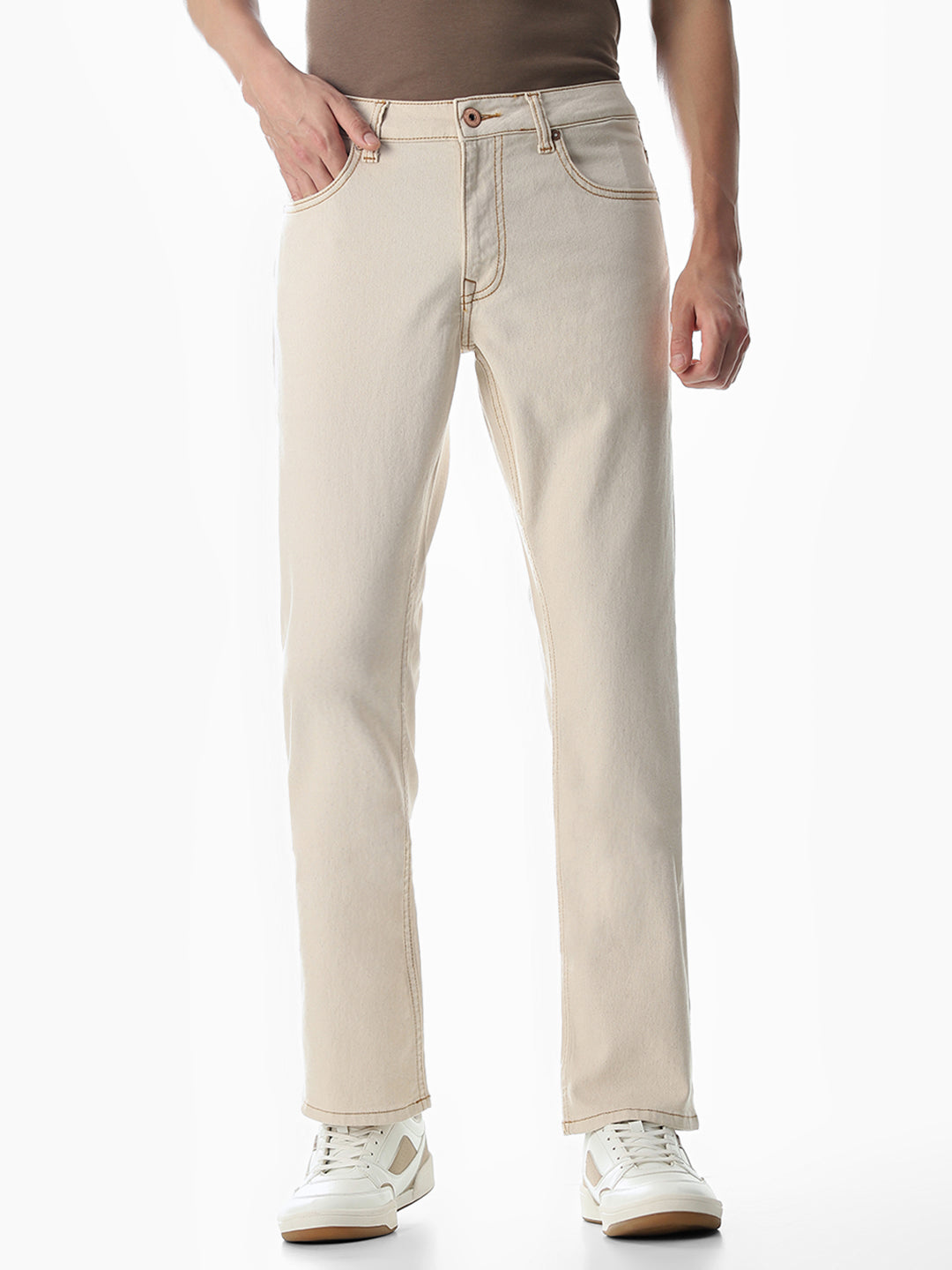 Beige Clark Regular Fit Jeans