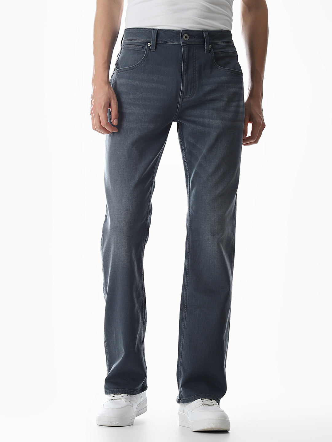 Grey High Rise Cliff Bootcut Jeans