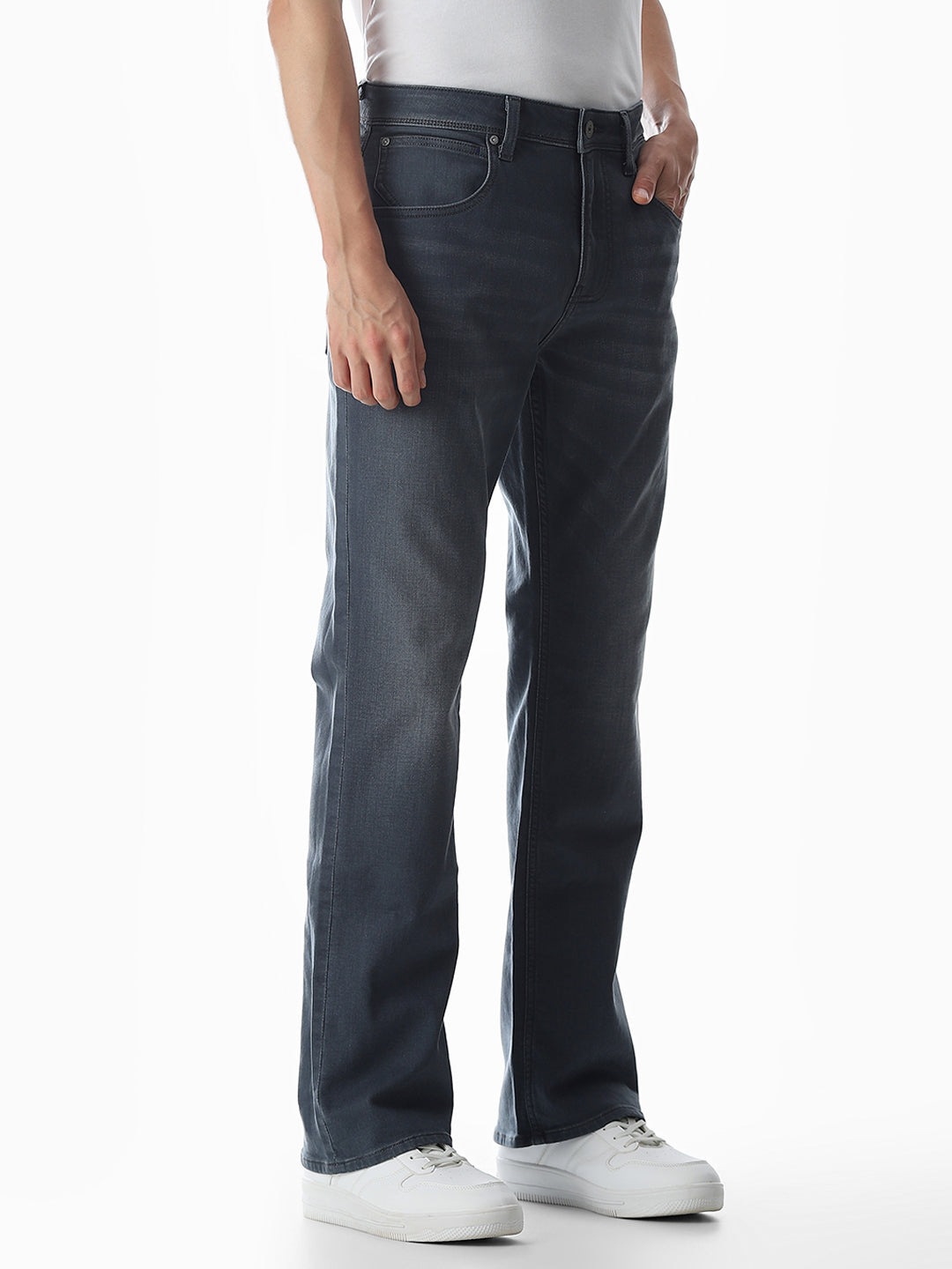 Grey High Rise Cliff Bootcut Jeans