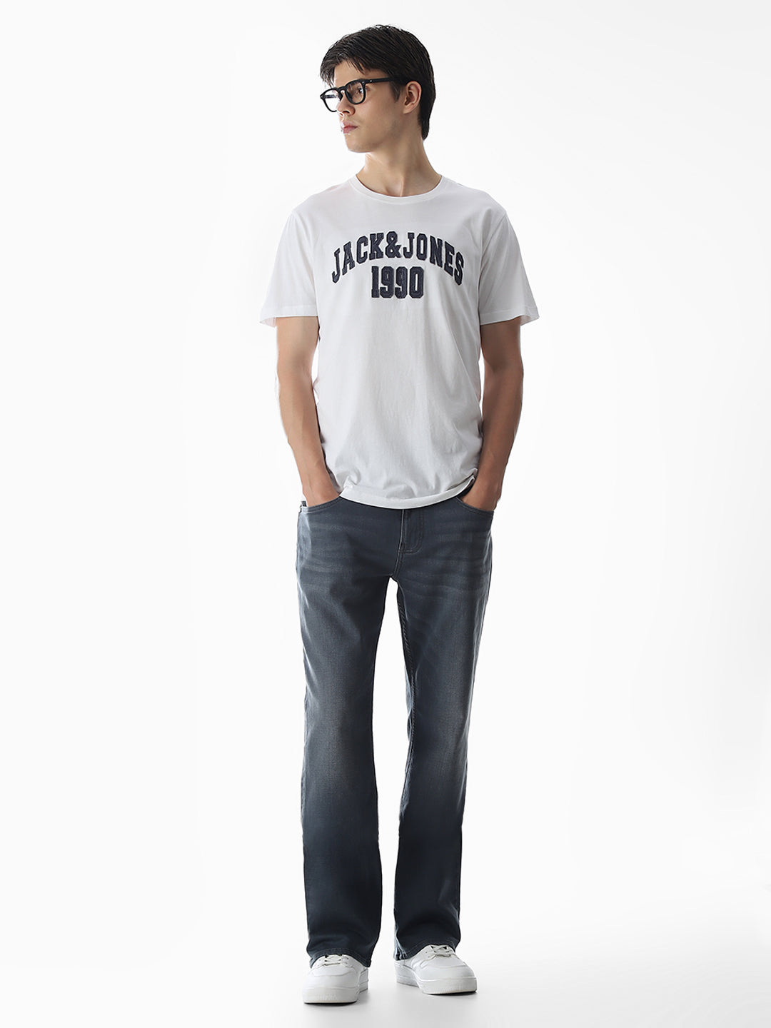 Grey High Rise Cliff Bootcut Jeans