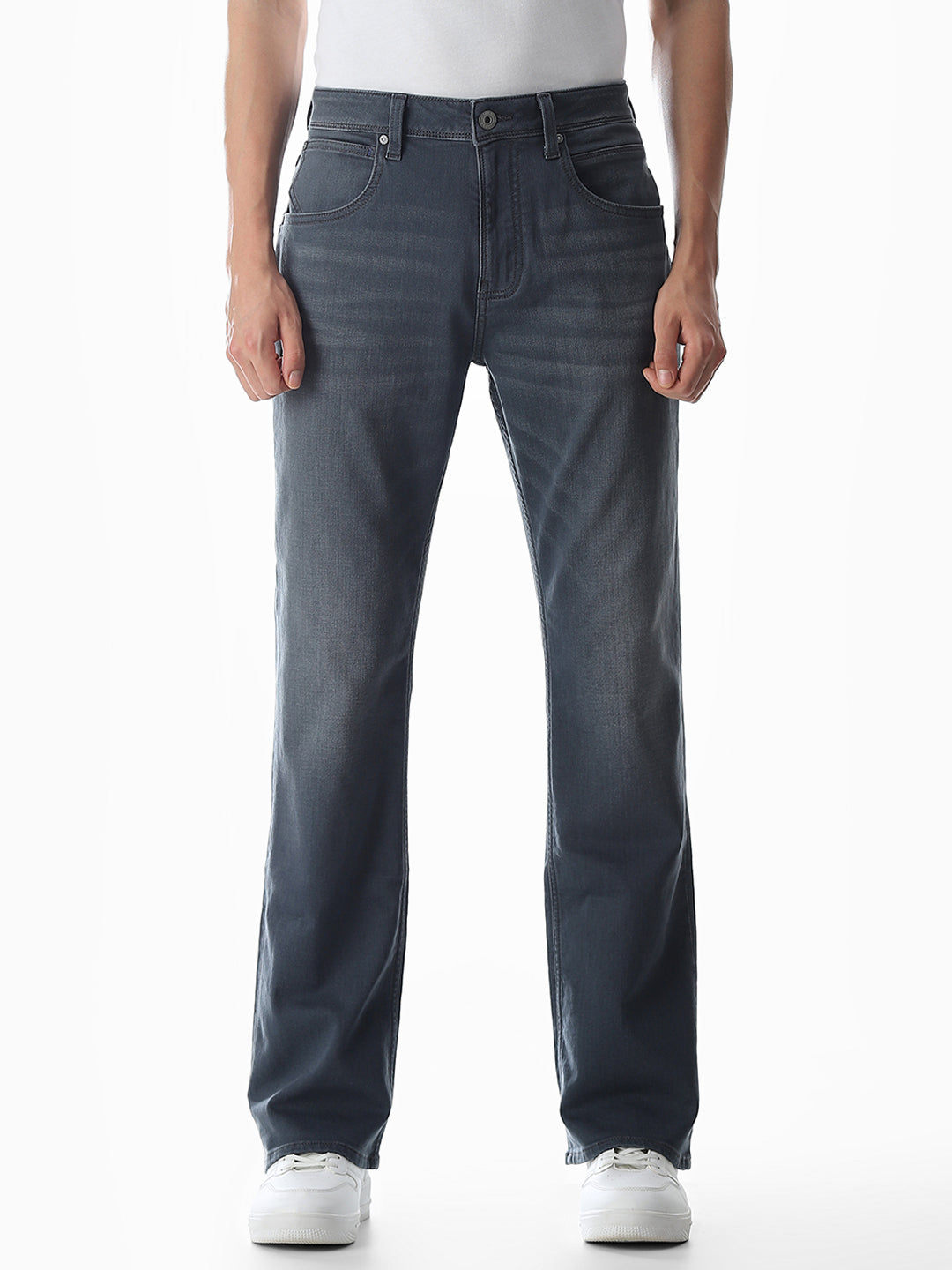 Grey High Rise Cliff Bootcut Jeans