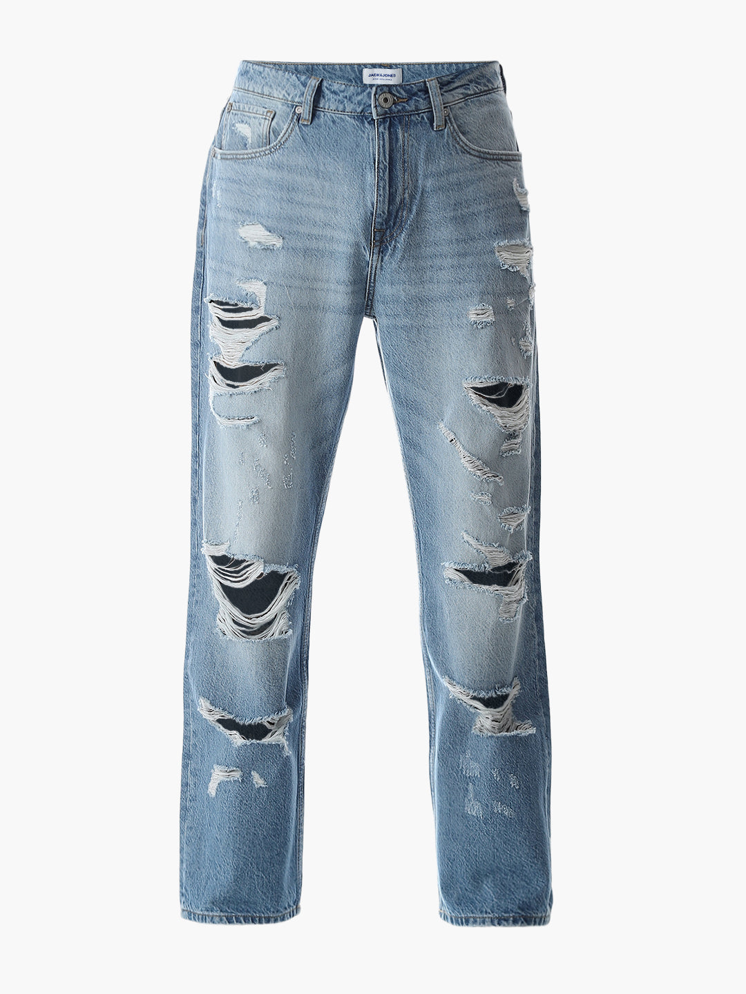 Light Blue Heavily Distressed Eddie Loose Fit Jeans