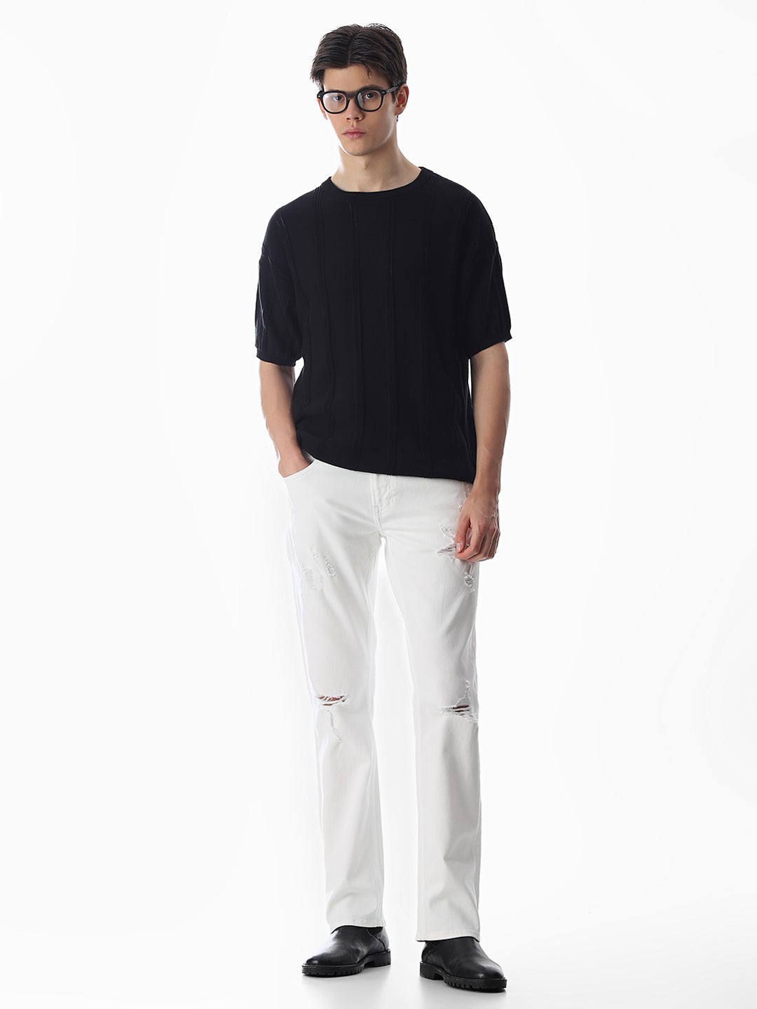 Heavily Distressed Clark Regular Fit Jeans