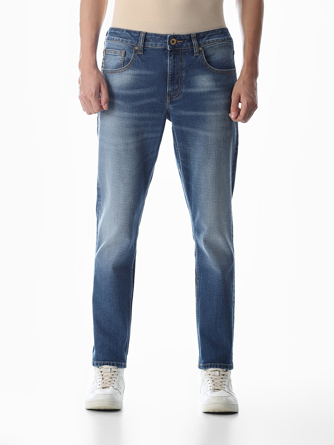 Blue Washed Brak Slim Fit Jeans