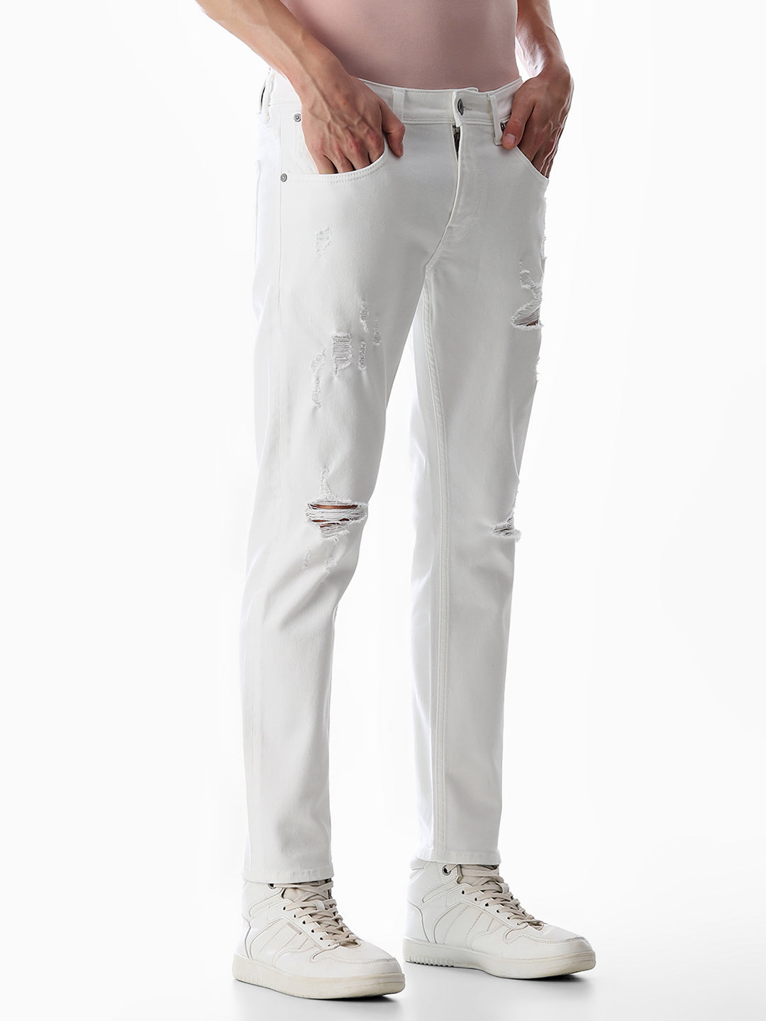 Distressed Cropped Brak Slim Fit Jeans