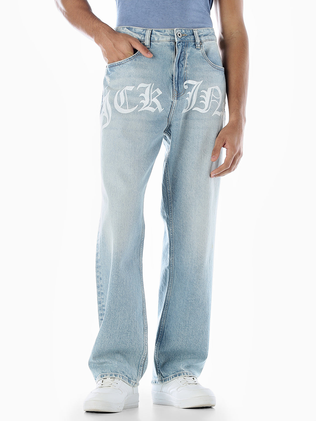 Typographic Print Dario Loose Fit Jeans