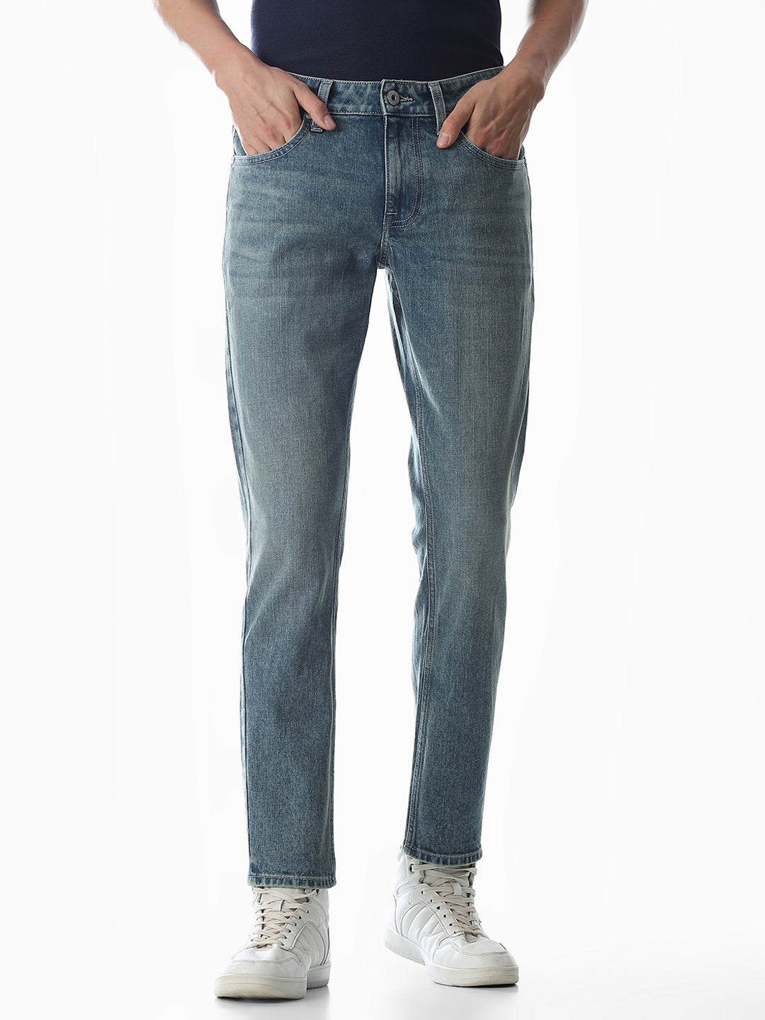 Blue Cropped Brak Slim Fit Jeans