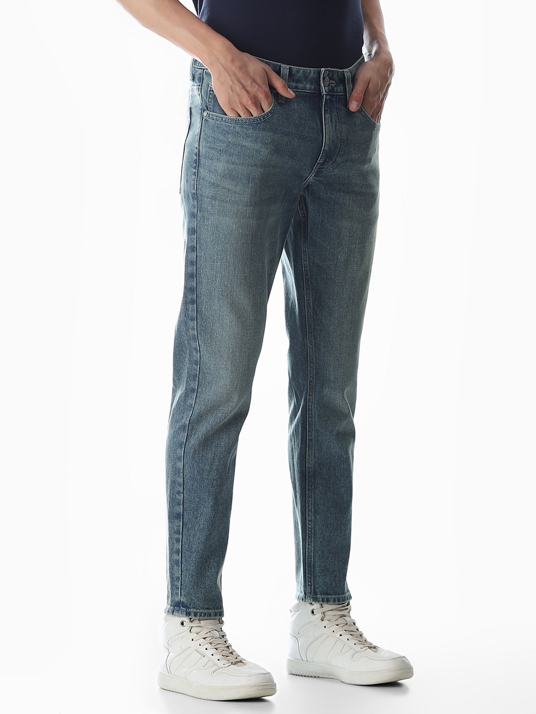 Blue Cropped Brak Slim Fit Jeans