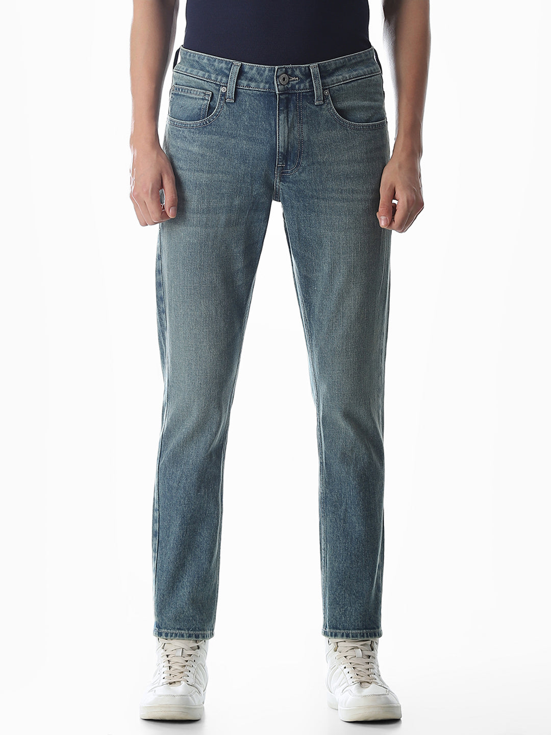 Blue Cropped Brak Slim Fit Jeans