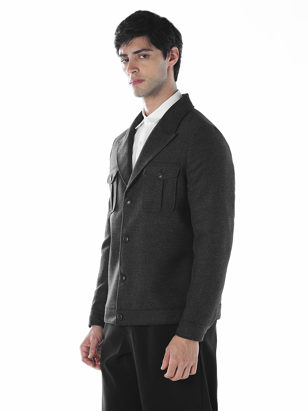 Notched Lapel Slim Fit Jacket