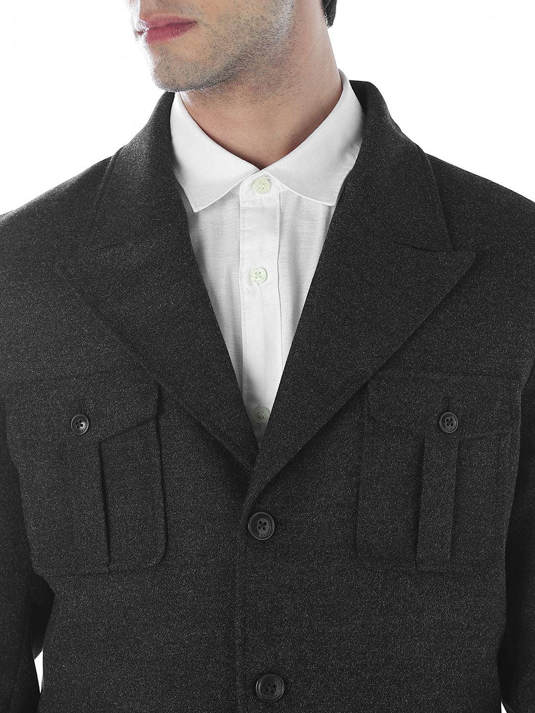 Notched Lapel Slim Fit Jacket