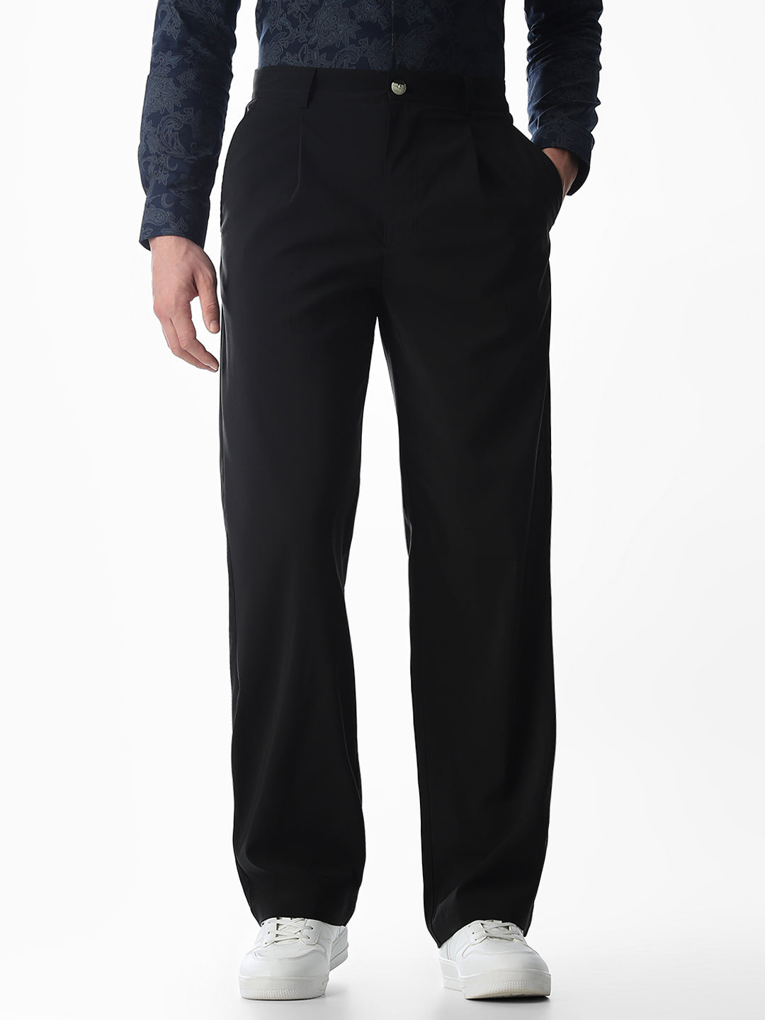 High Rise Loose Fit Pants - Black