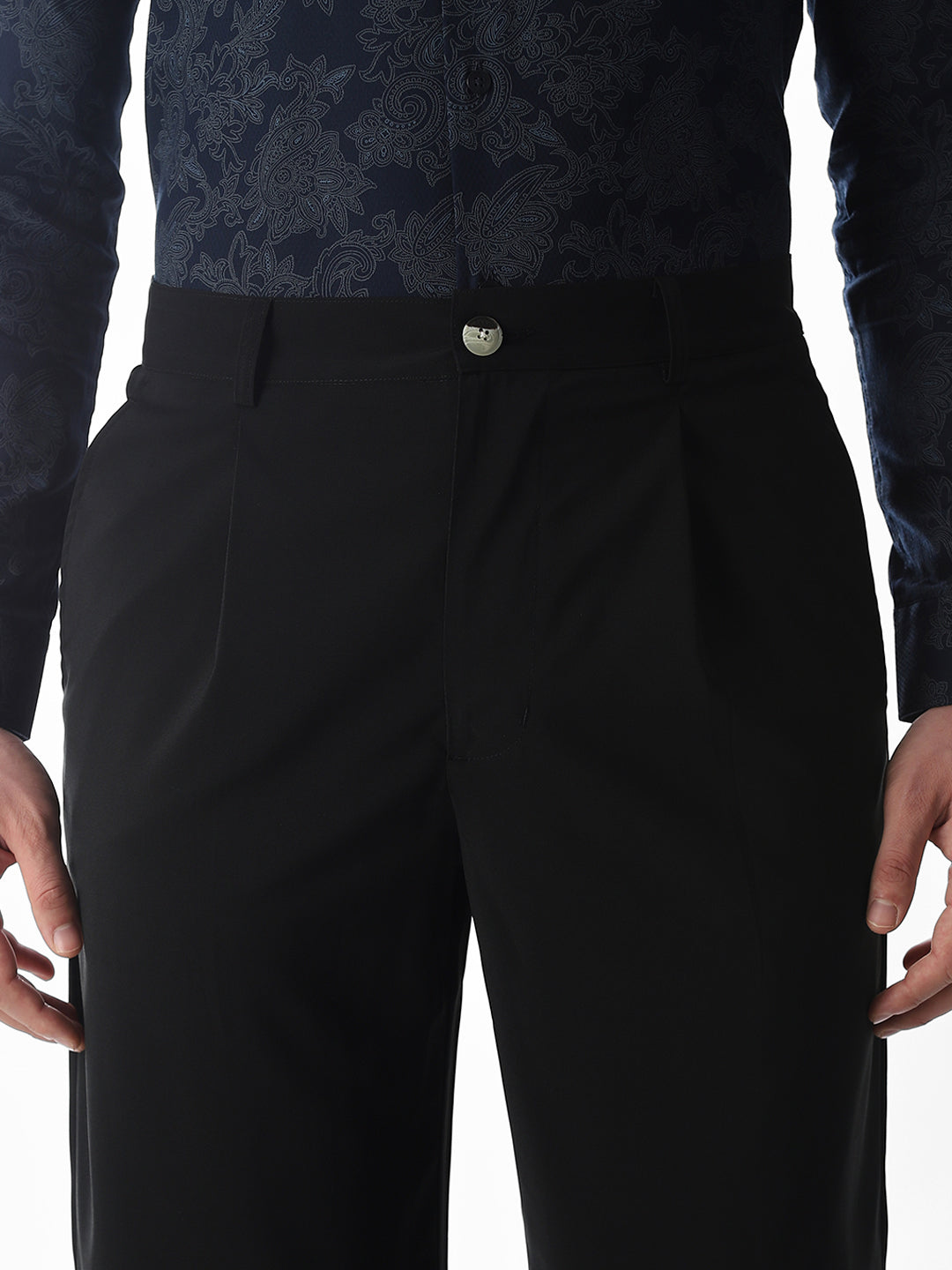 High Rise Loose Fit Pants - Black