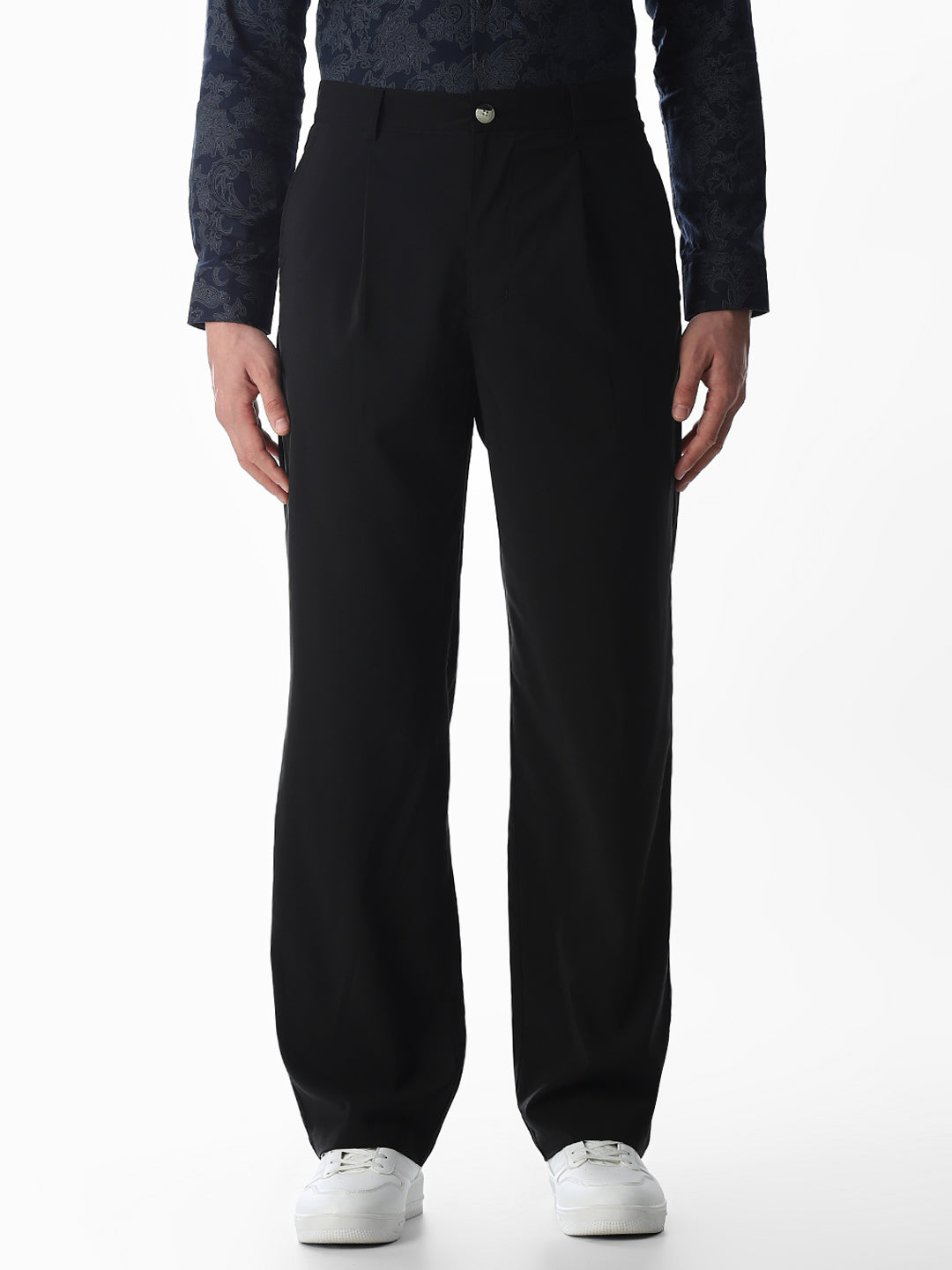 High Rise Loose Fit Pants - Black