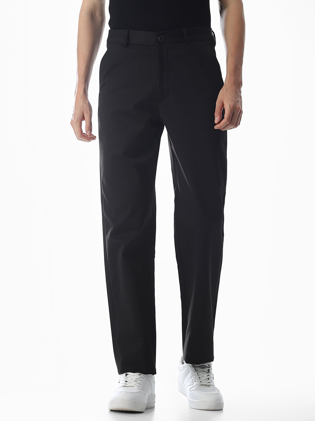 Black High Rise Regular Fit Pants