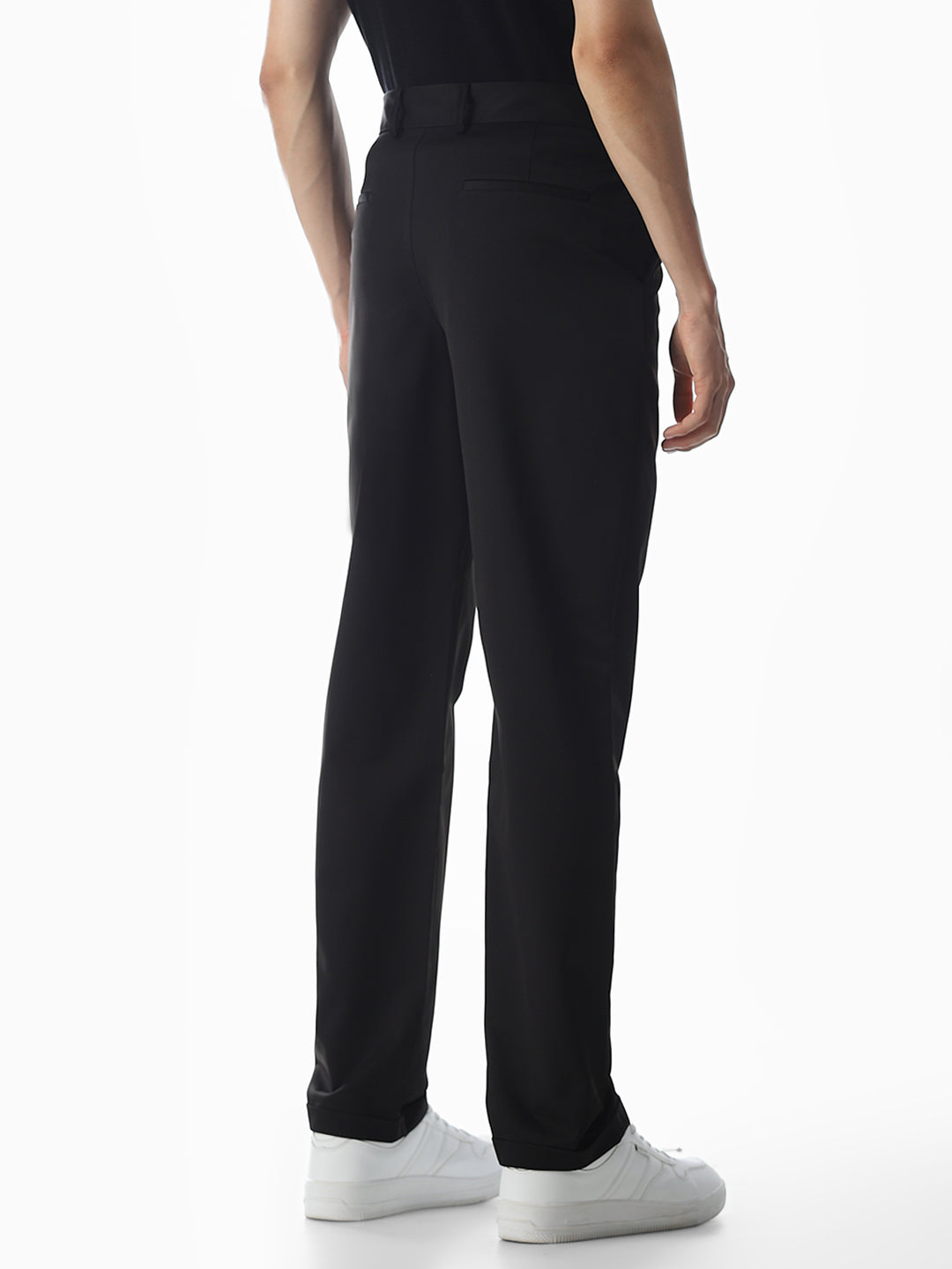 Black High Rise Regular Fit Pants