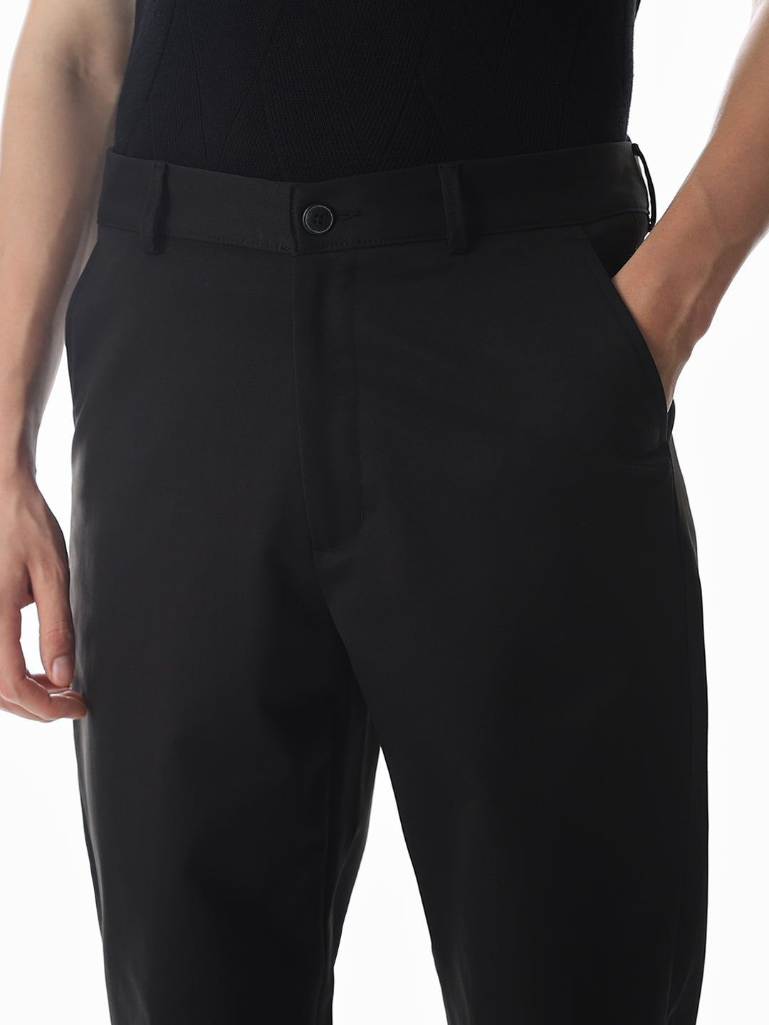 Black High Rise Regular Fit Pants