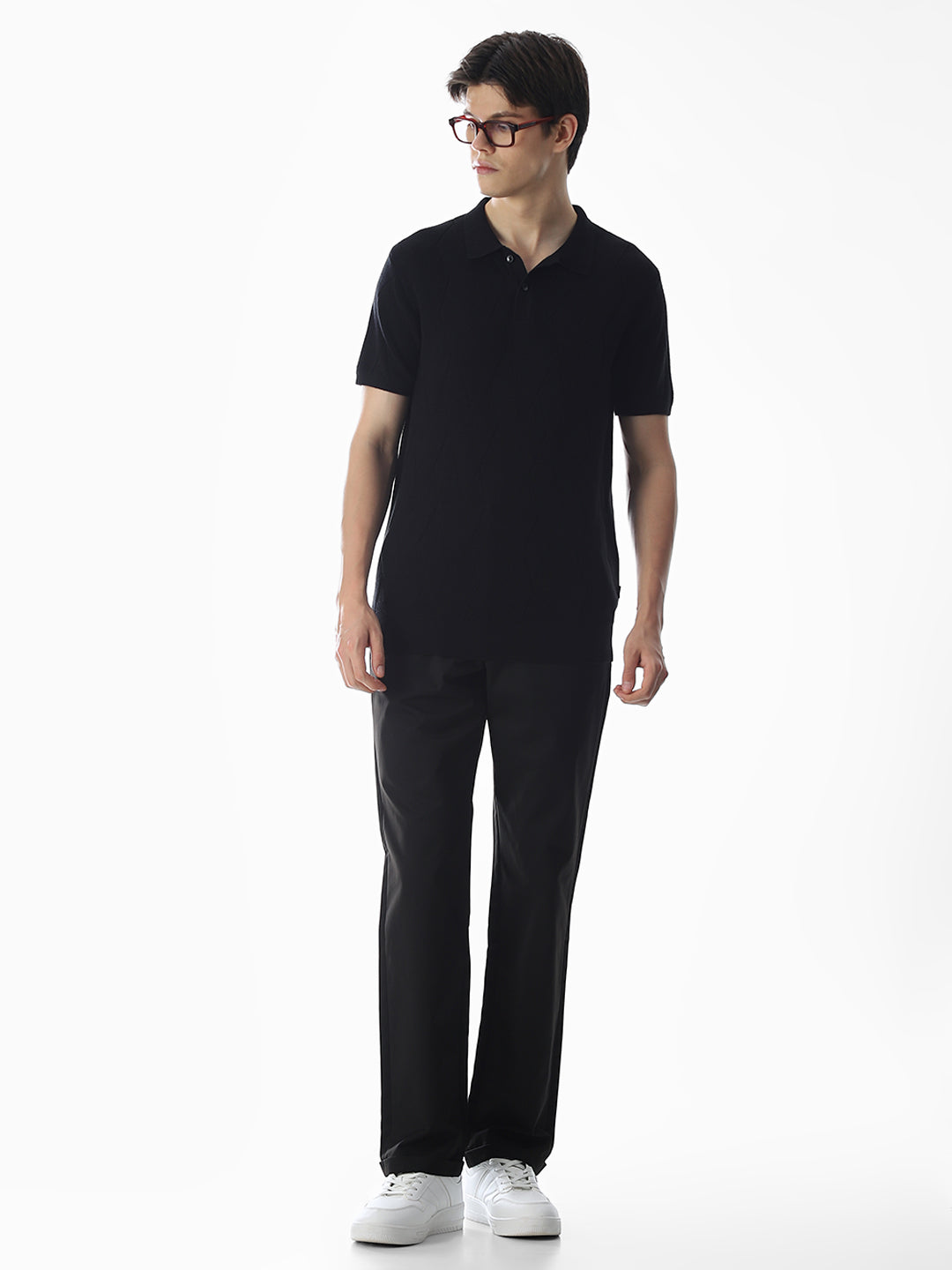 Black High Rise Regular Fit Pants
