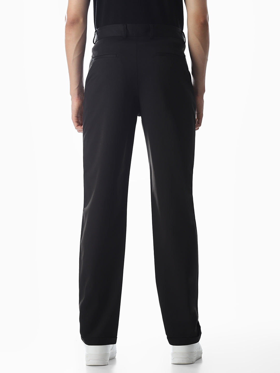 Black High Rise Regular Fit Pants