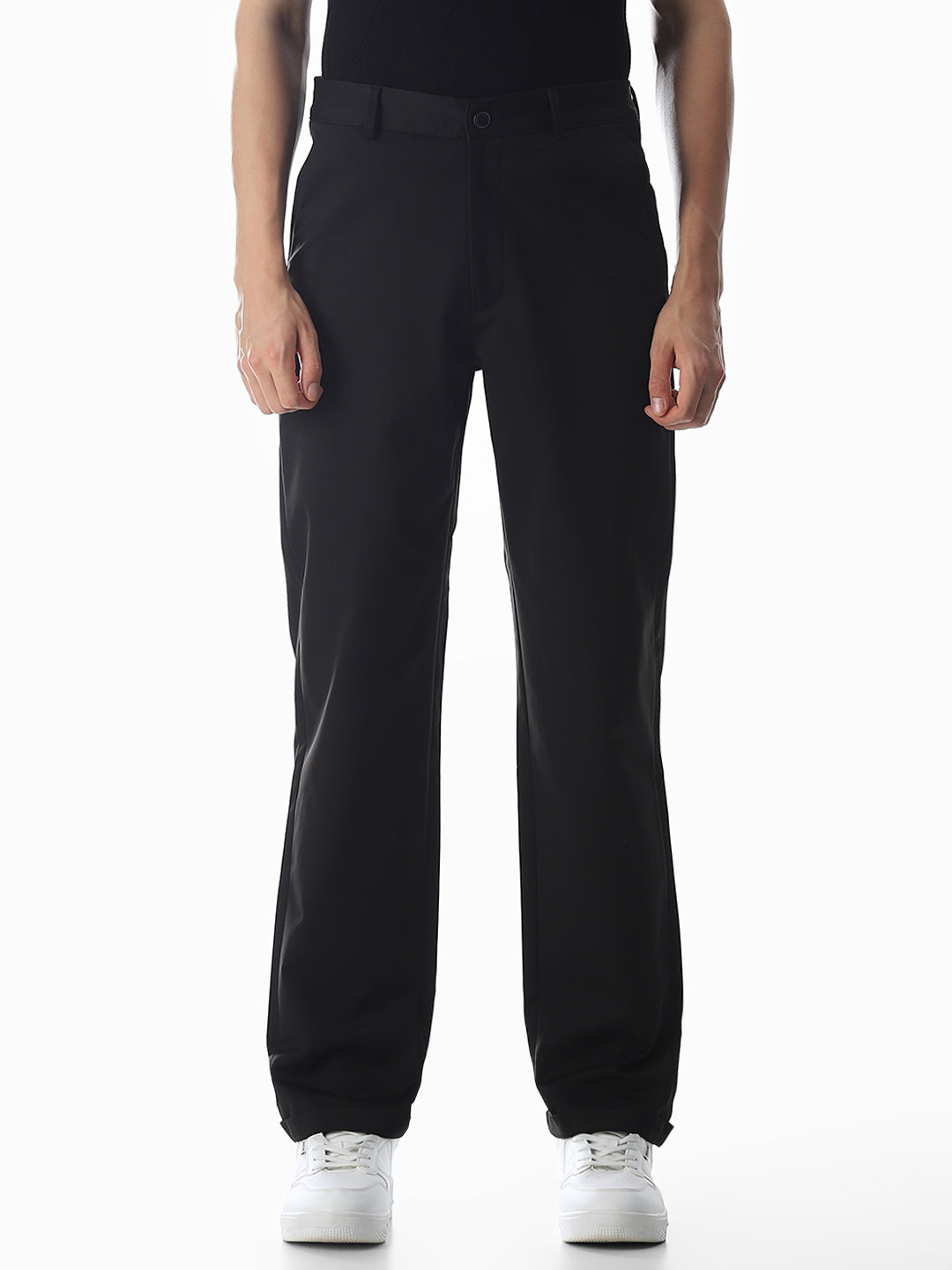 Black High Rise Regular Fit Pants
