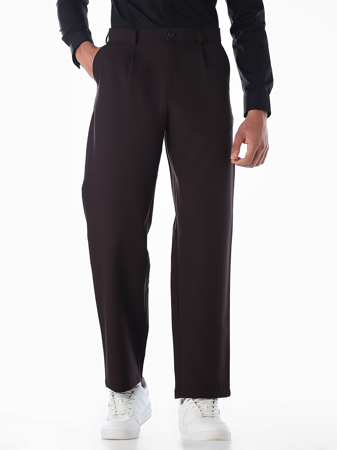 Regular Fit Seoul Pleated Pants - Burgundy