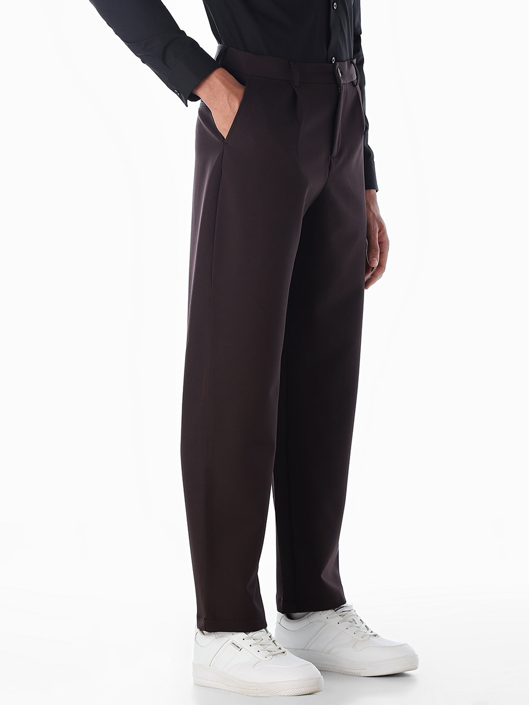 Regular Fit Seoul Pleated Pants - Burgundy