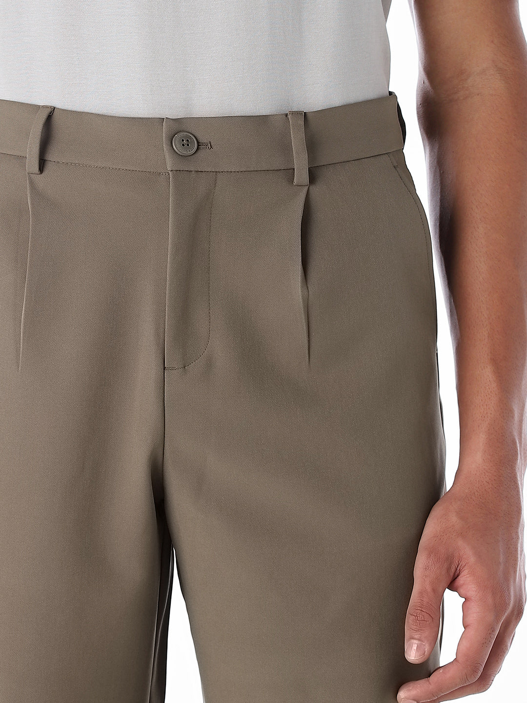 Regular Fit Seoul Pleated Pants - Dark Beige