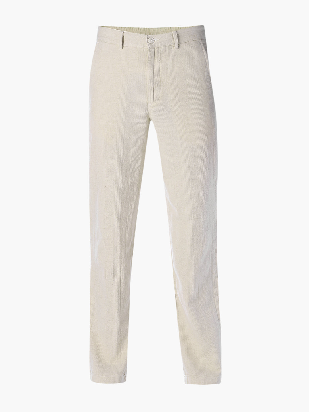 Men's Beige Cotton-Linen Regular Fit Chinos