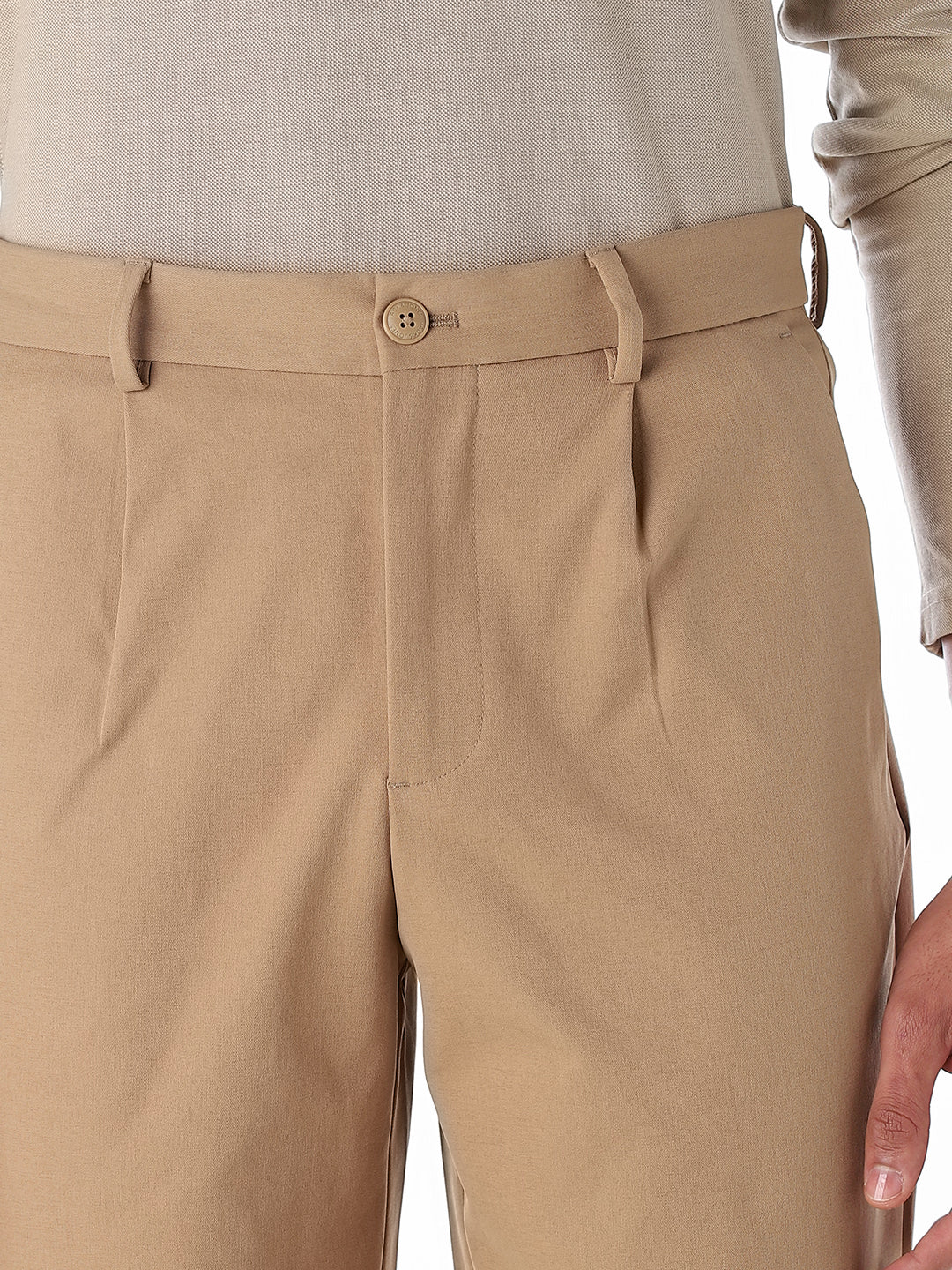 Khaki Mid Rise Wen Pleated Pants