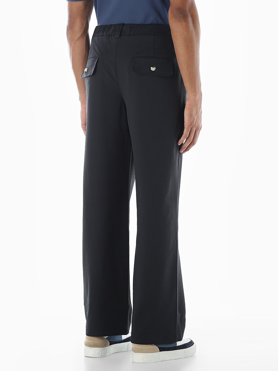Loose Fit High Rise Pants - Black