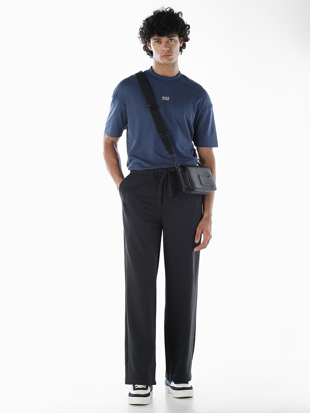 Loose Fit High Rise Pants - Black