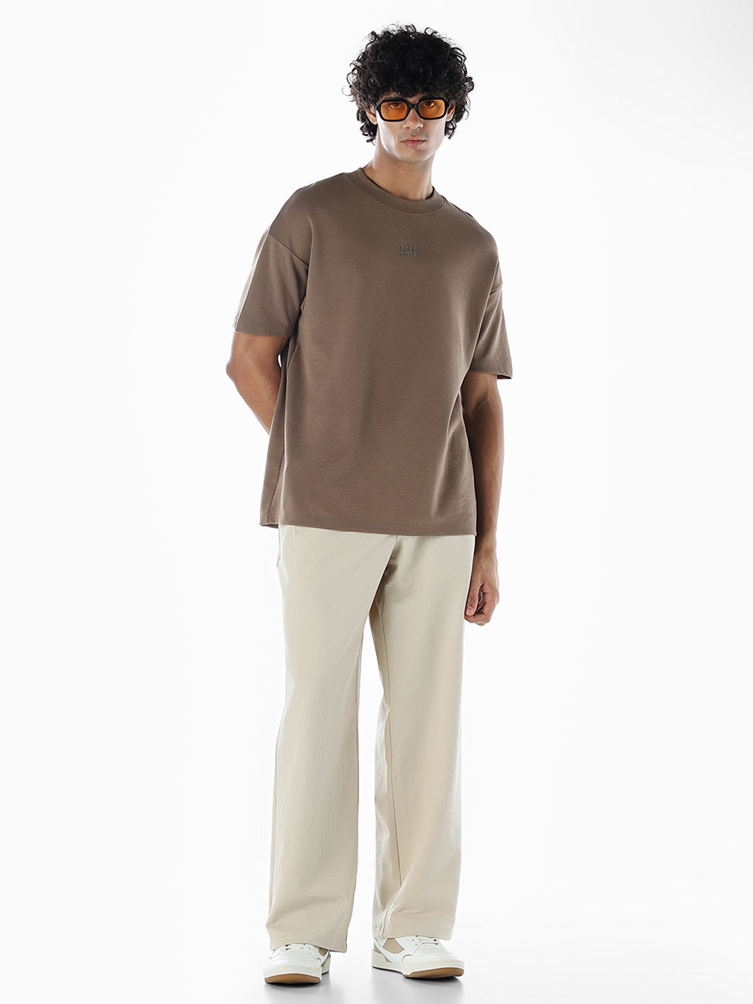 Loose Fit High Rise Pants - Beige