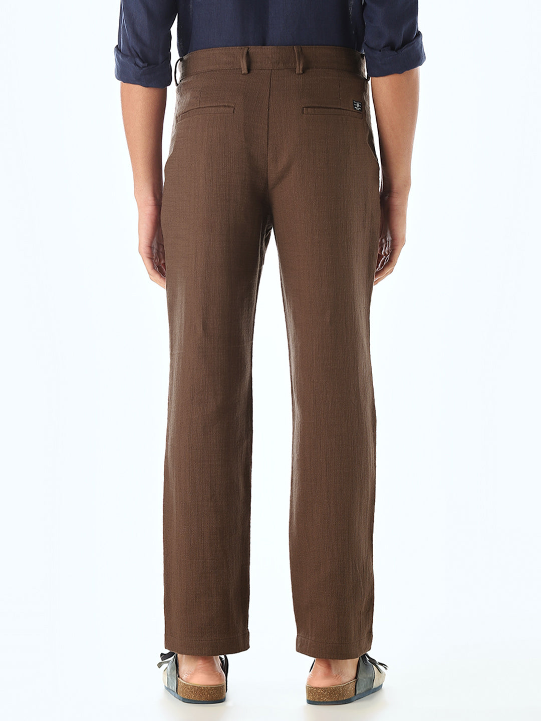 Brown Mid Rise Slim Fit Pants