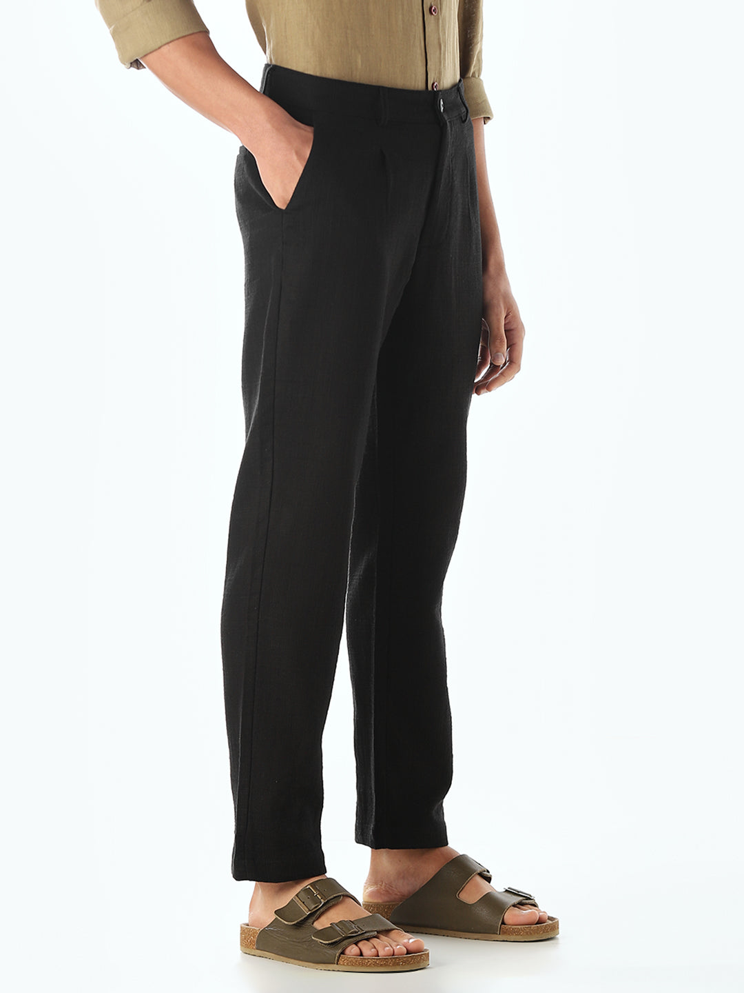 Black Mid Rise Slim Fit Pants