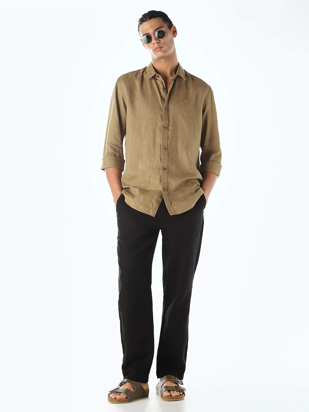 Black Mid Rise Slim Fit Pants