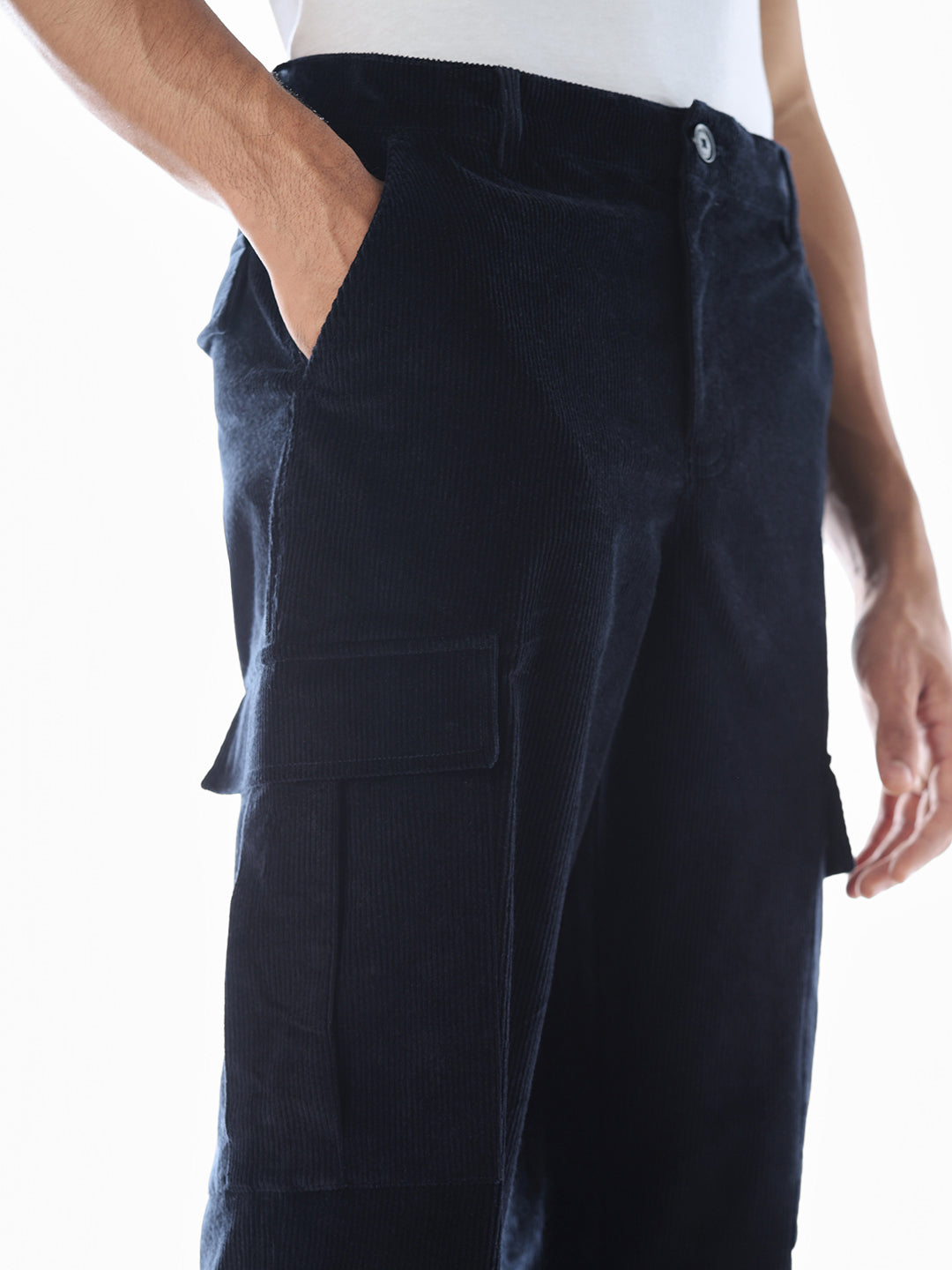 Navy Blue Corduroy Cargos