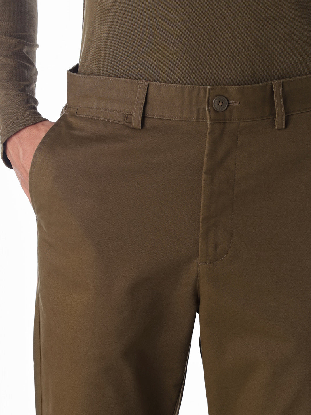 Dull Gold Mid Rise Casual Pants