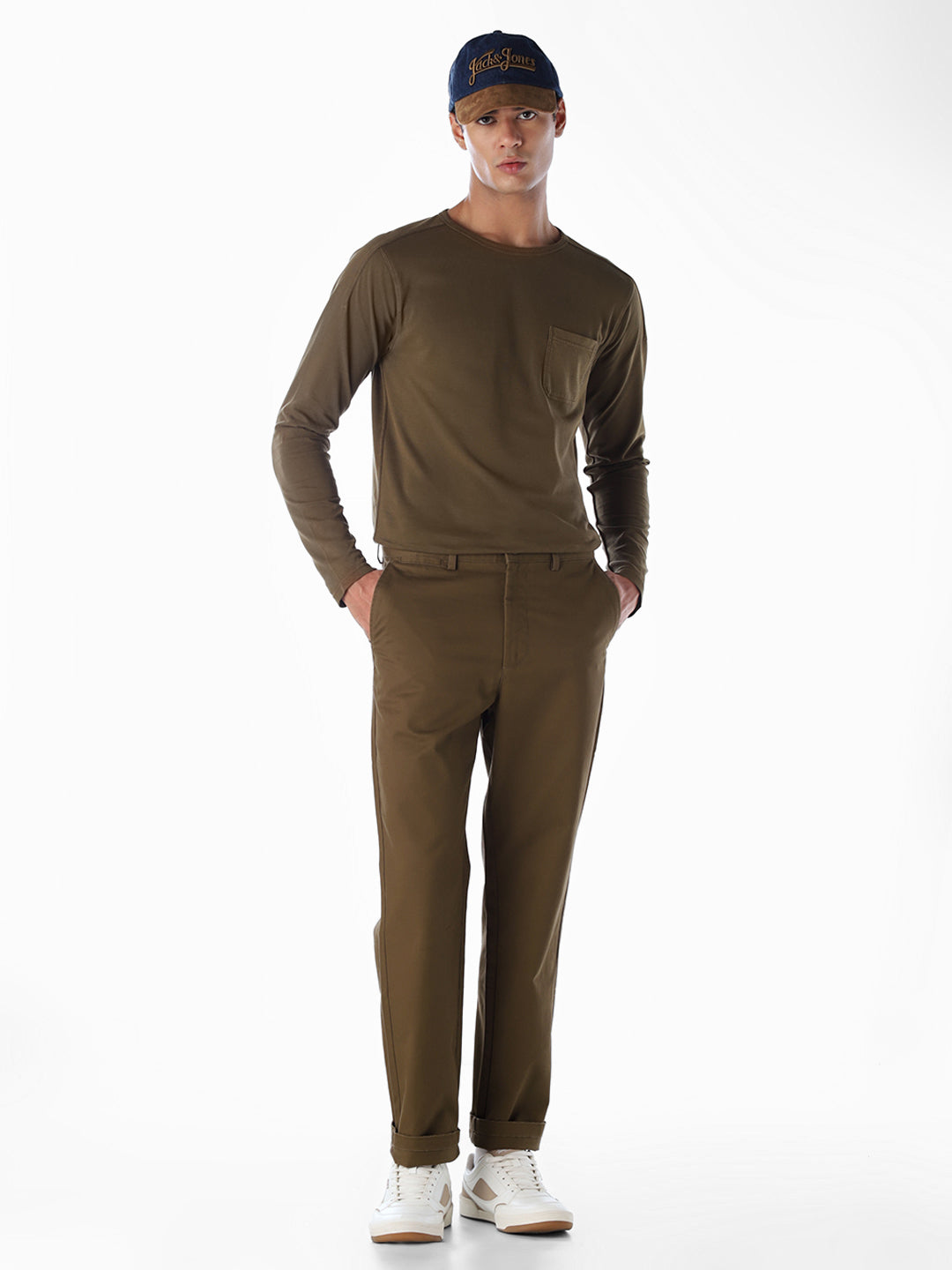 Dull Gold Mid Rise Casual Pants