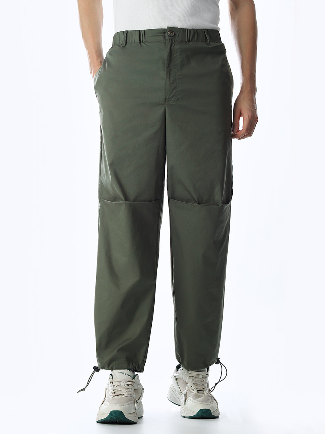 Olive Mid Rise Regular Fit Pants
