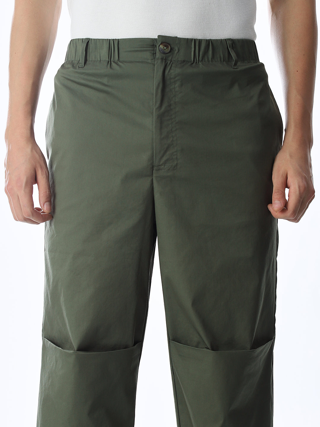 Olive Mid Rise Regular Fit Pants