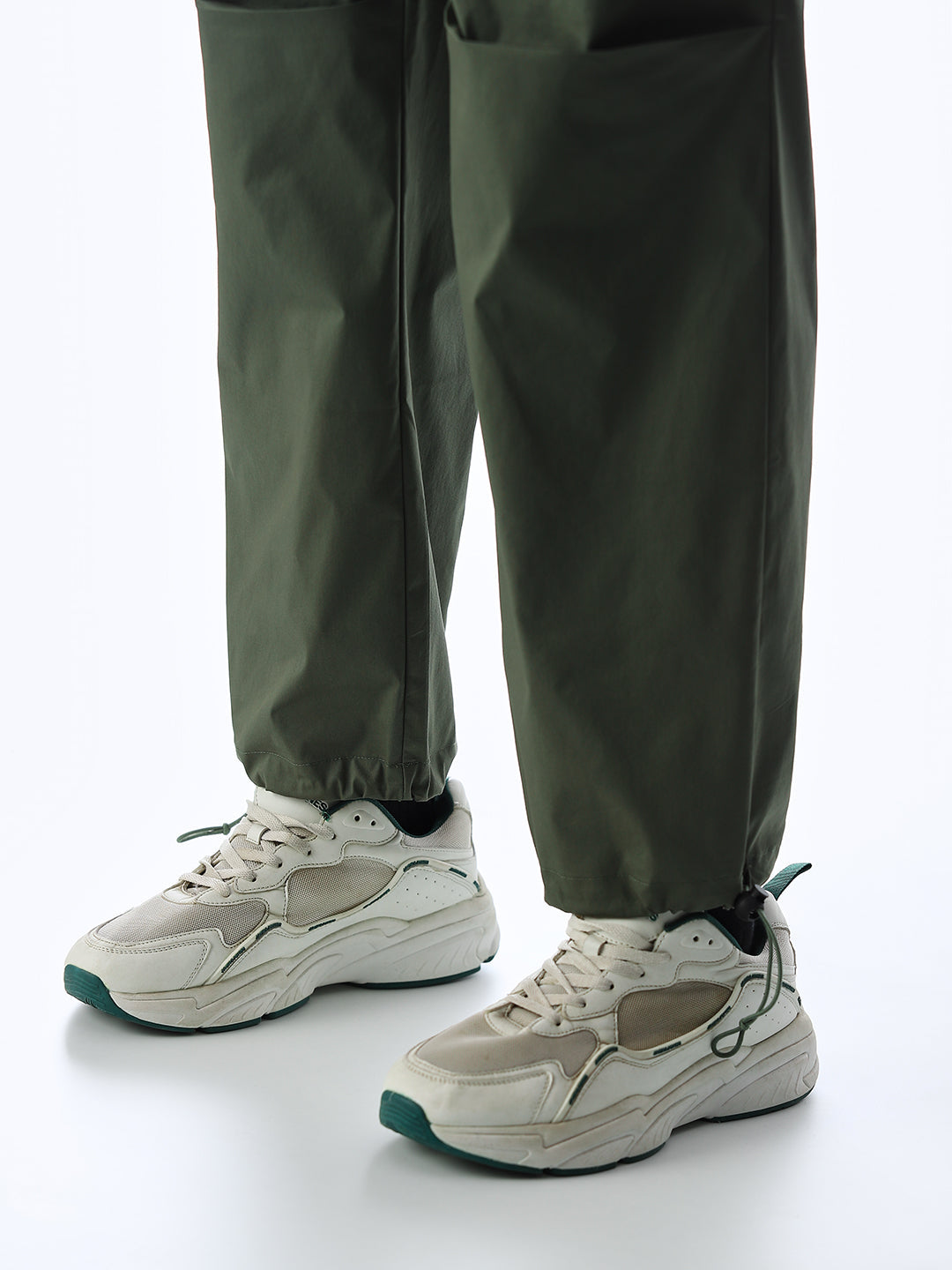 Olive Mid Rise Regular Fit Pants