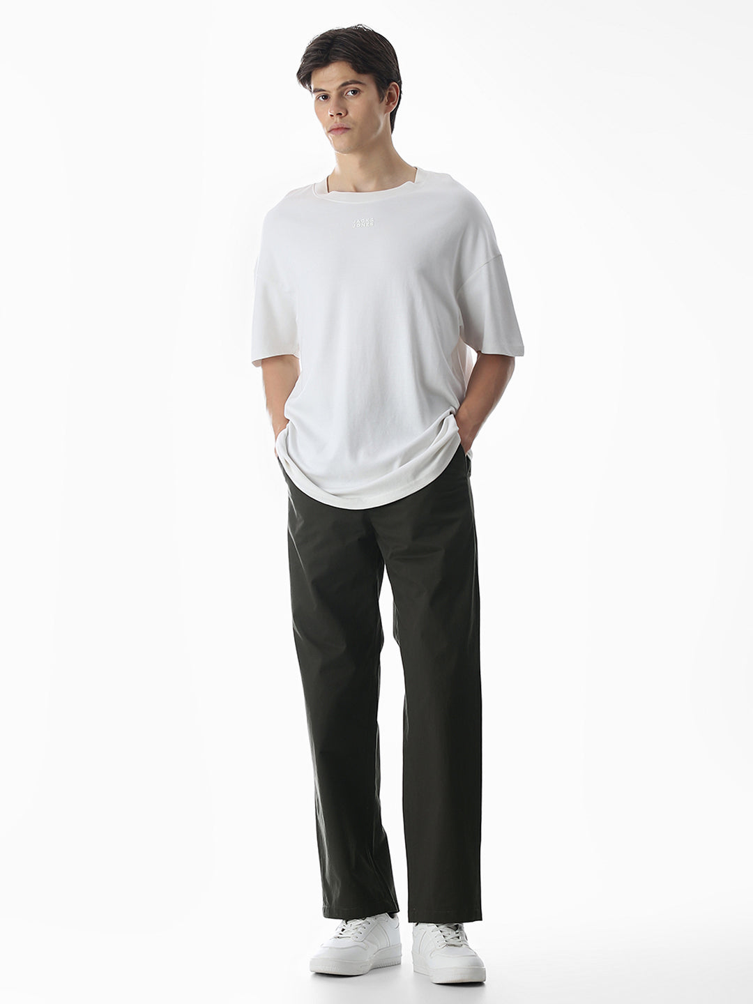 Olive Mid Rise Cotton Stretch Pants