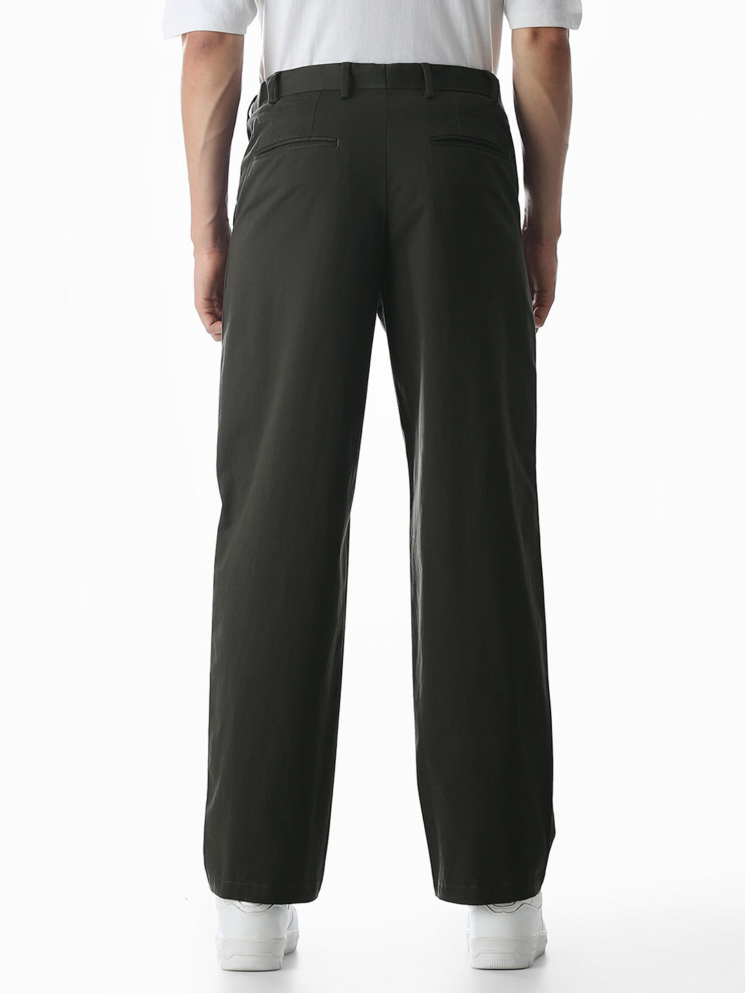 Olive Mid Rise Cotton Stretch Pants