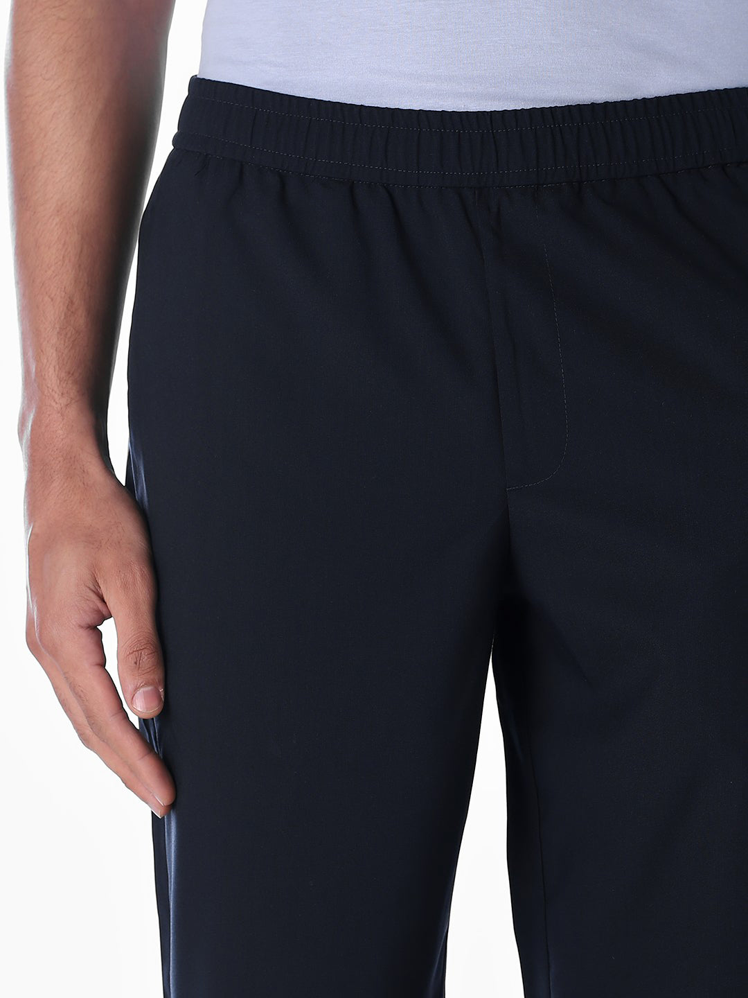 Navy Elastic Waist Jogger Pants