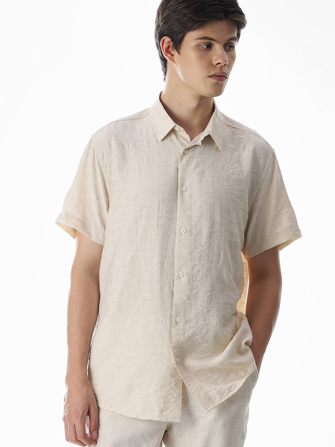 Beige Comfort Fit Shirt